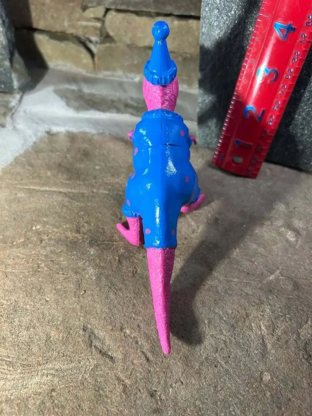 Pink and Blue Birthday T-Rex Cake Topper plastic